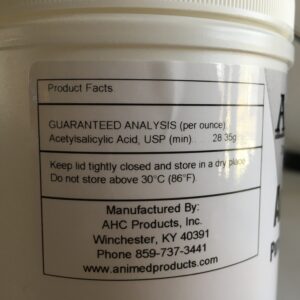 AniPrin P 100% USP Aspirin Powder labeled for horses